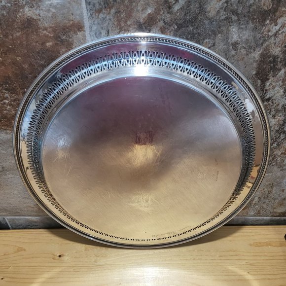 VTG WM Rogers 172 Round Metal Serving Platter 15" - Picture 13 of 16